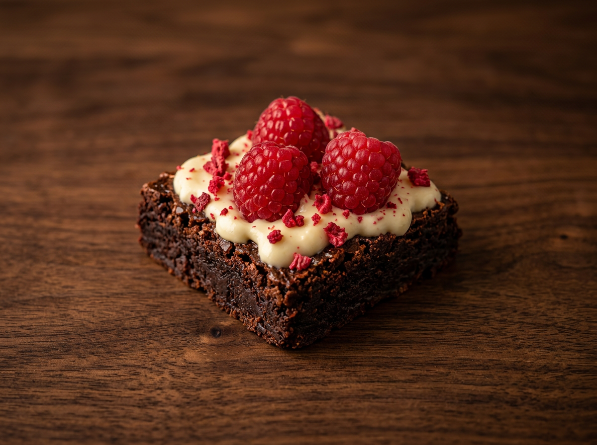 Einzelner Brownie: Himbeer White Chocolate (frisch)