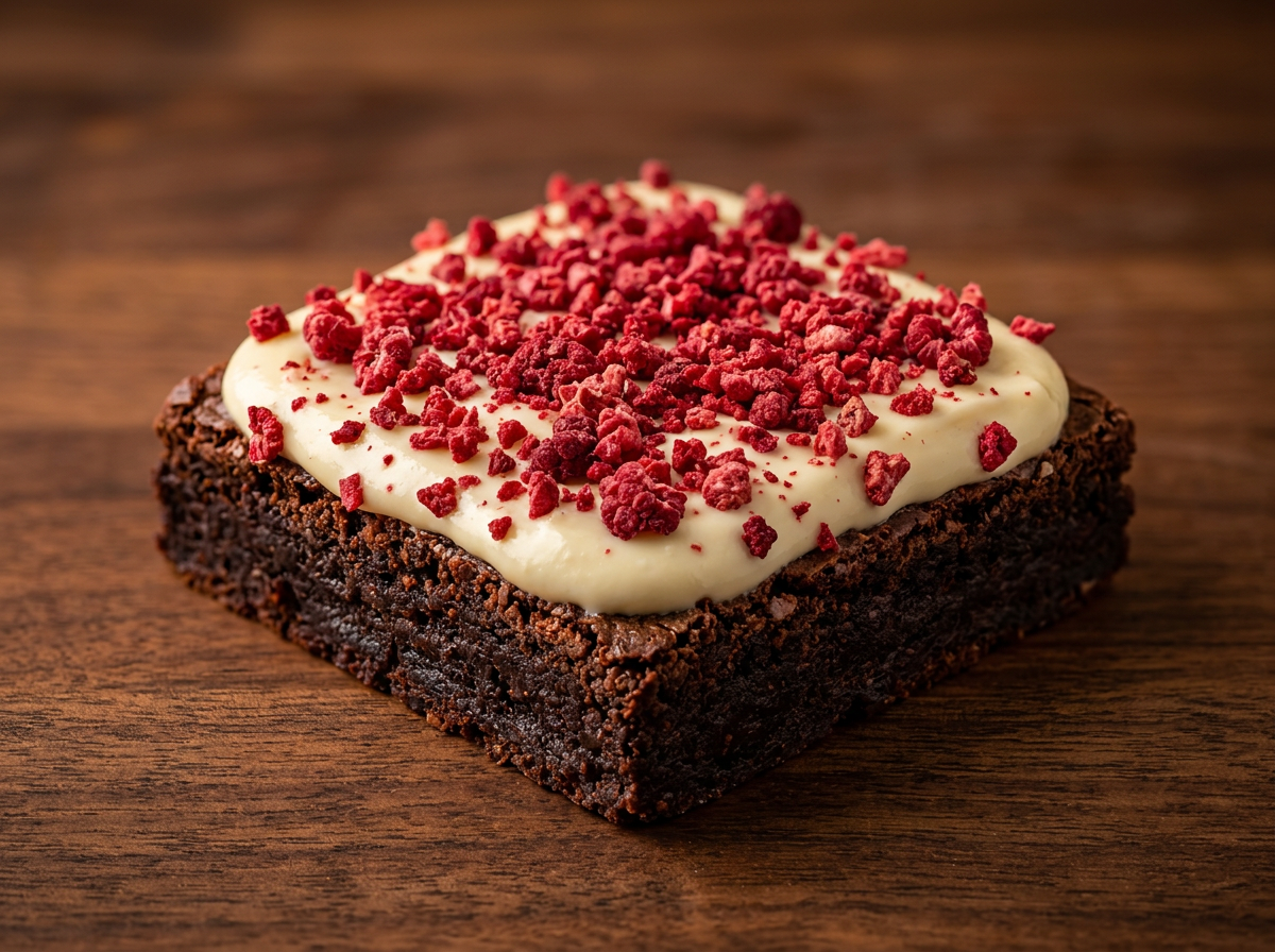 Einzelner Brownie: Himbeer White Chocolate (getrocknet)